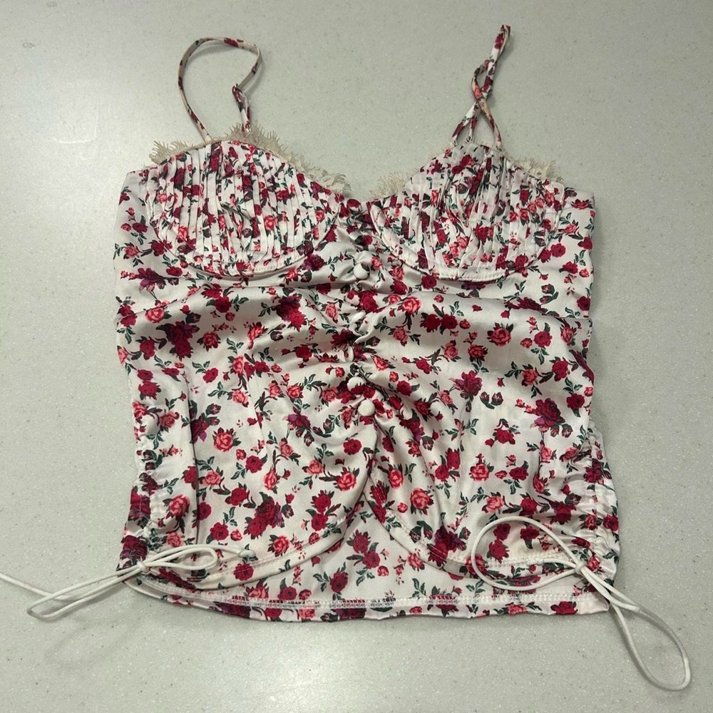 For Love And Lemons Pink and Red Floral Bra